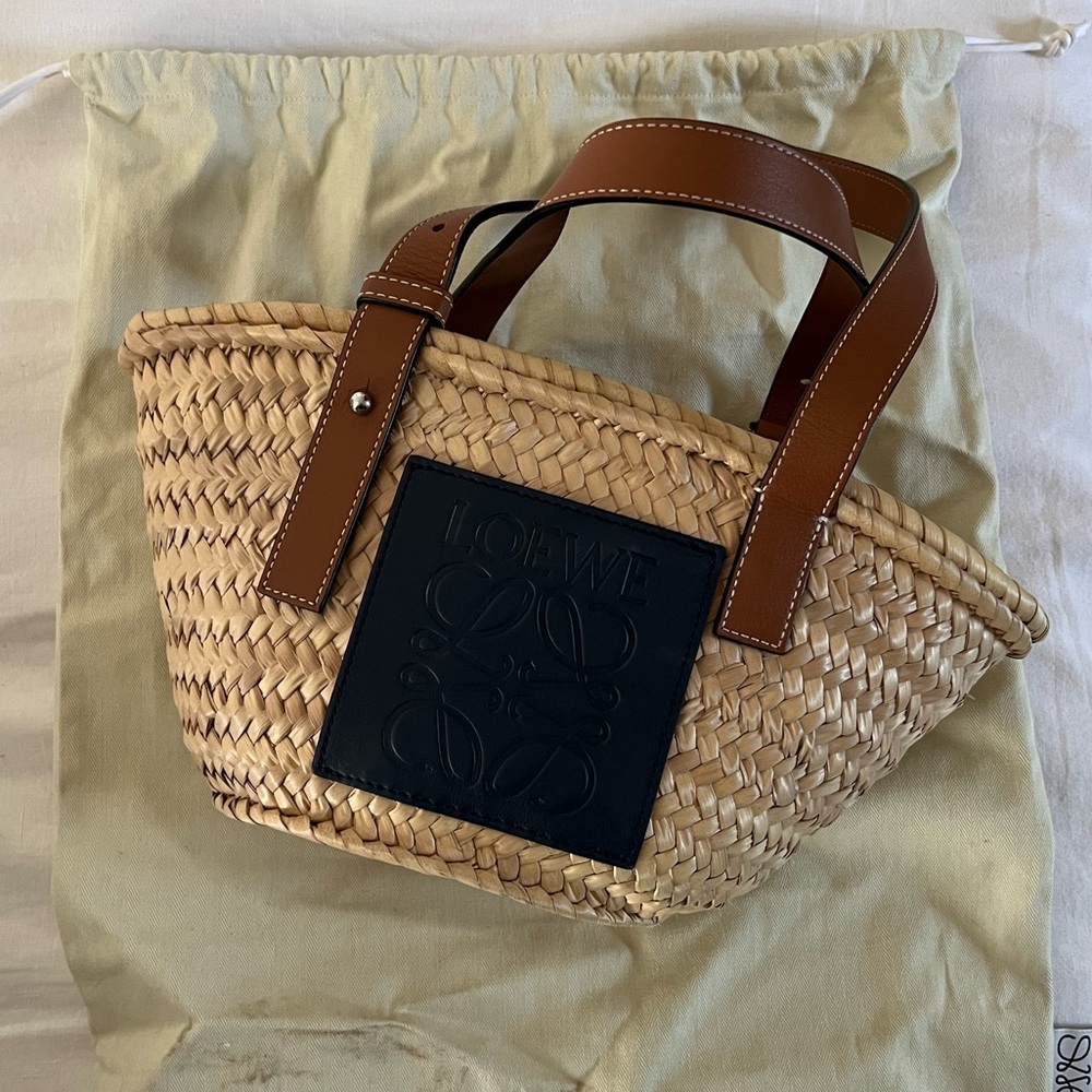 LOEWE Woven Raffia Basket Bag Small